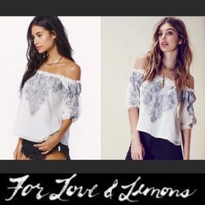 For LOVE & LEMONS off the shoulder embroidered top